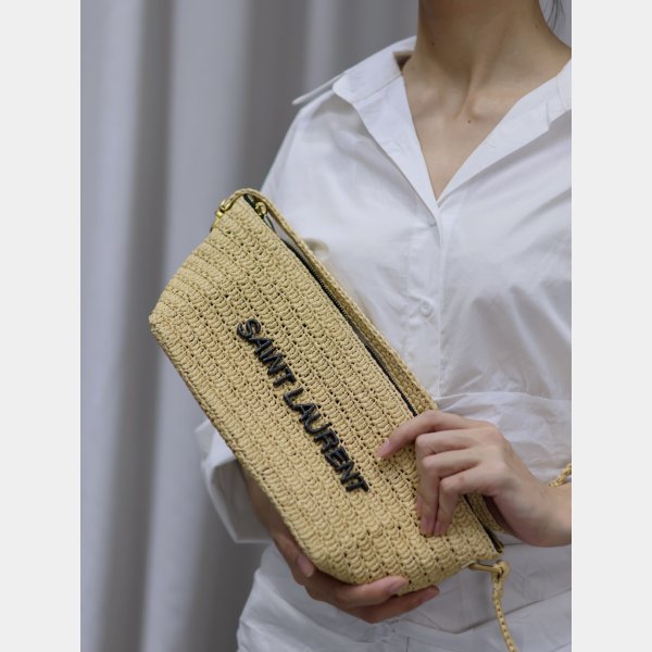 Top Quality SAINT LAURENT Raffia woven Crossbody bag 667490