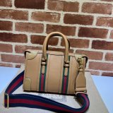 Perfect Gucci Copy Top Handle 715772 Light Brown Bag