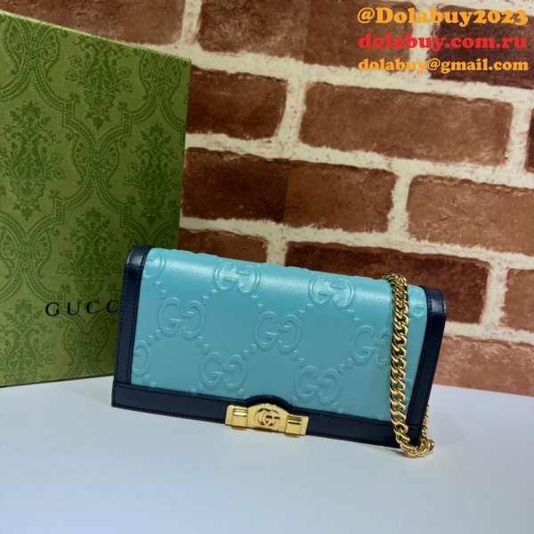 Designer Gucci Replica 676155 GG wallet with chain aaa leather