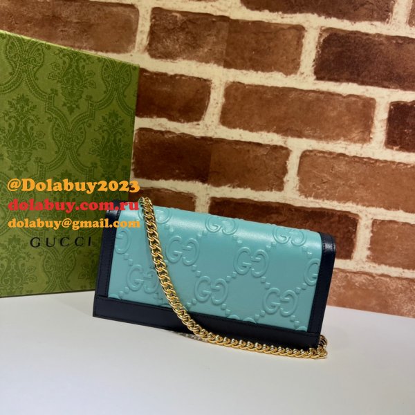 Designer Gucci Replica 676155 GG wallet with chain aaa leather