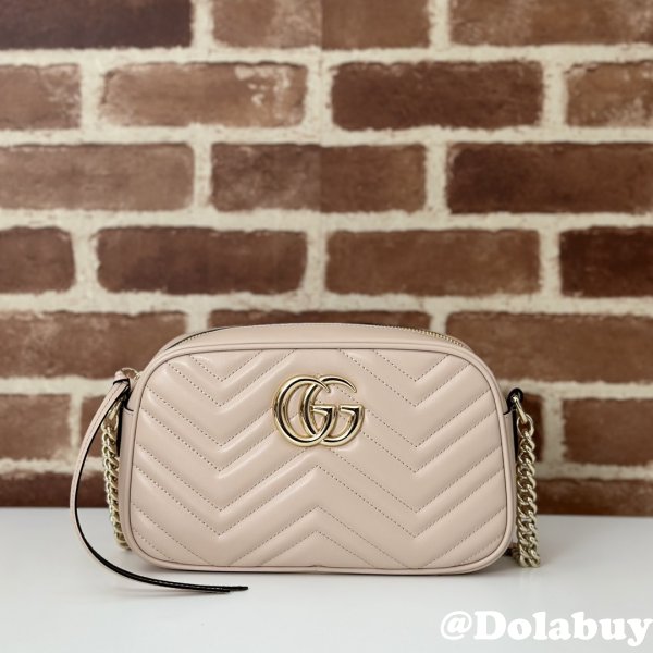 Gucci Replicas GG Marmont 447632 Pink Shoulder Best Bag