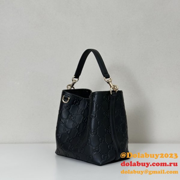 Gucci GG Emblem Small Bucket Crossbody 815118/815103 Black Bag