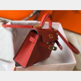 Replica Hermes Red Mini Kelly Handbag Epsom leather