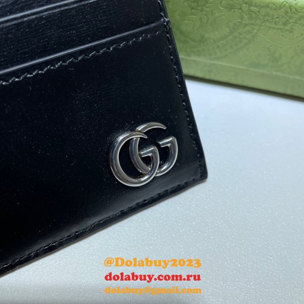 Gucci Best 657588 Replica GG Marmont card case in black leather