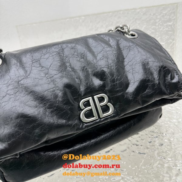 Top Quality Best Balenciaga Le Monaco Wax Leather Chain Bag