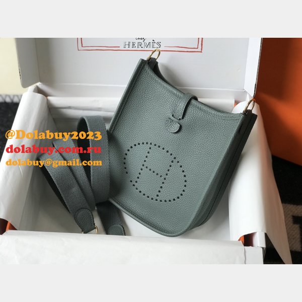 Hermes Mini Evelyne Bag Togo Leather Almond Green