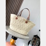 Perfect loewe Anagram Basket bag in iraca palm and calfskin 8008