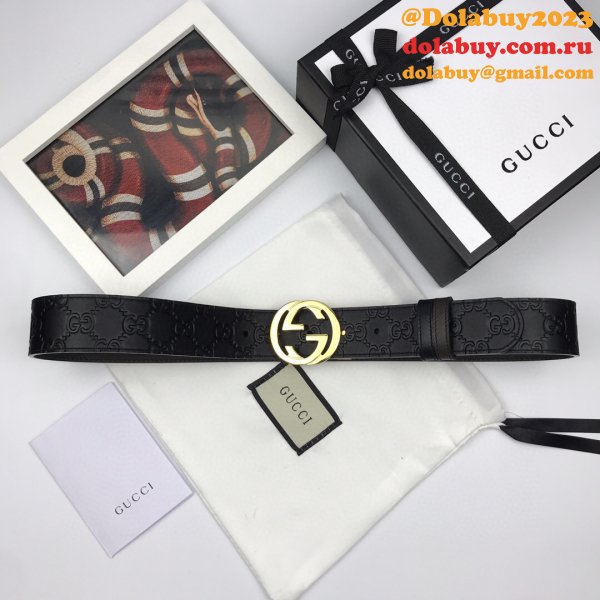 Fake Gucci 37MM Double G leather Replica belt