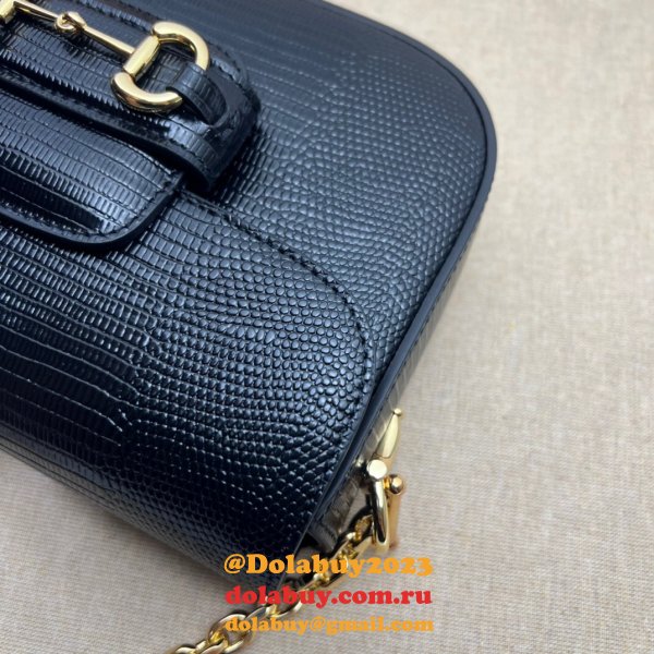 Gucci Luxury Fashion Replica Designers 675801 Horsebit 1955 Lizard Chain Bag