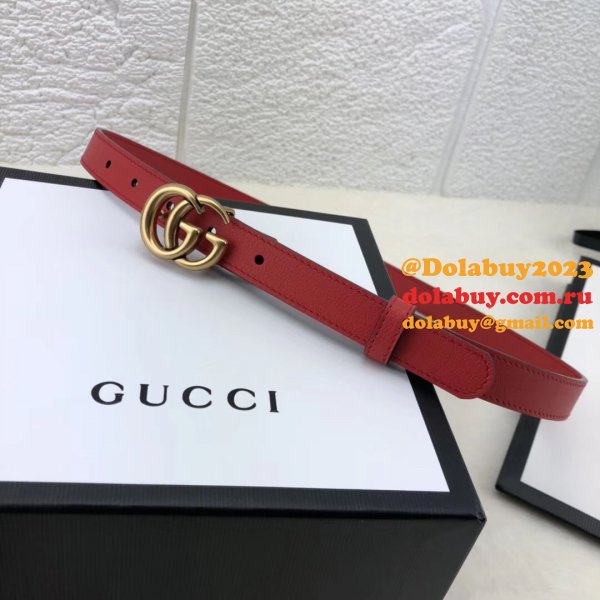 AAA+ Gucci Replica Leather Belt With Double G Red Buckle