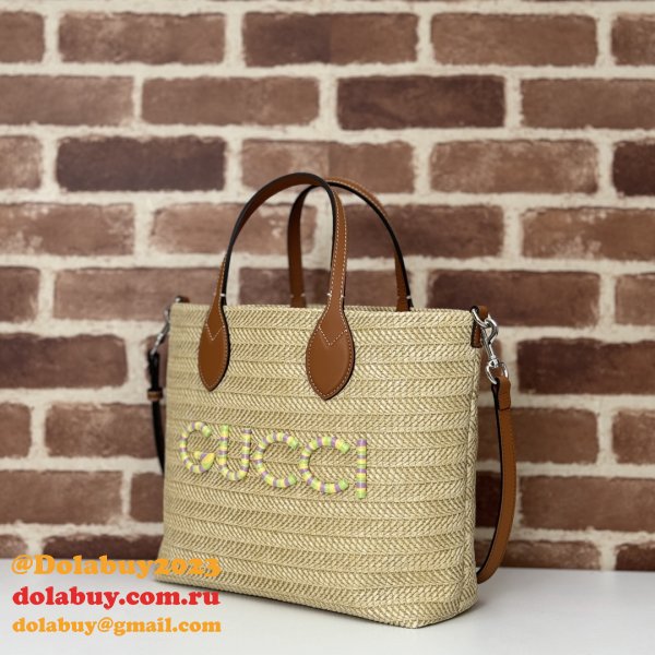 Gucci Replica 779671 Tote Women Straw-effect Natural Straw Effect Raffia