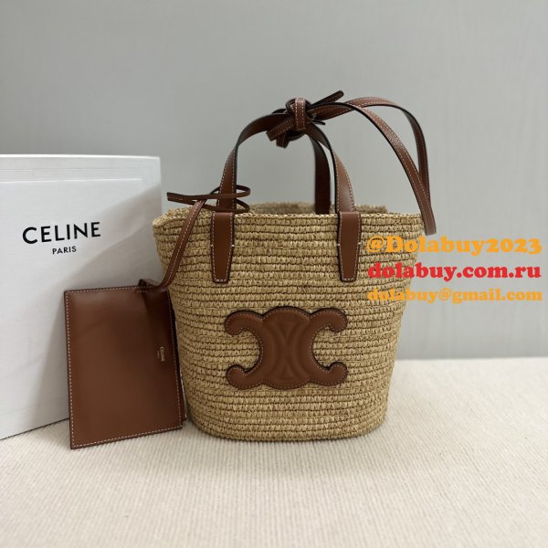 Top Celine TEEN 115802 Hand-woven Raffia Bag