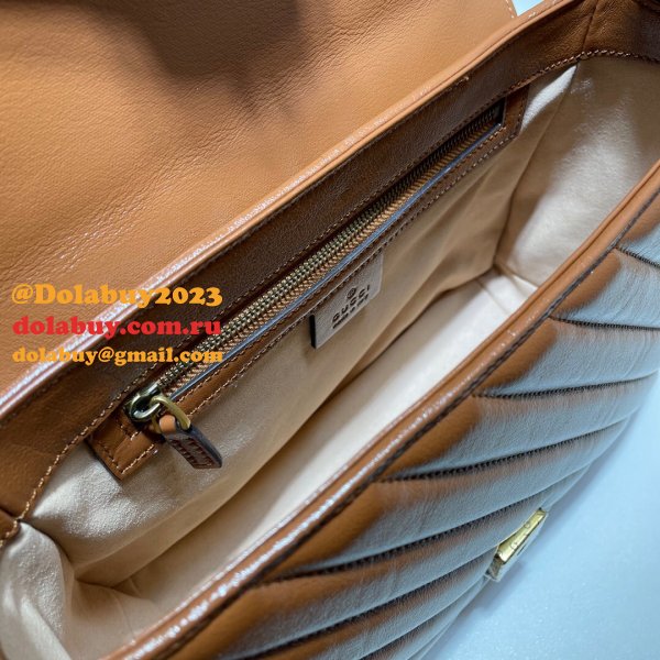 Fake Gucci Handbags 498110 Leather GG Marmont Small Top Handle