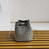 Designer Prada Replicas 1NR016 Crystal Embellished Satin Mini-pouch Bag