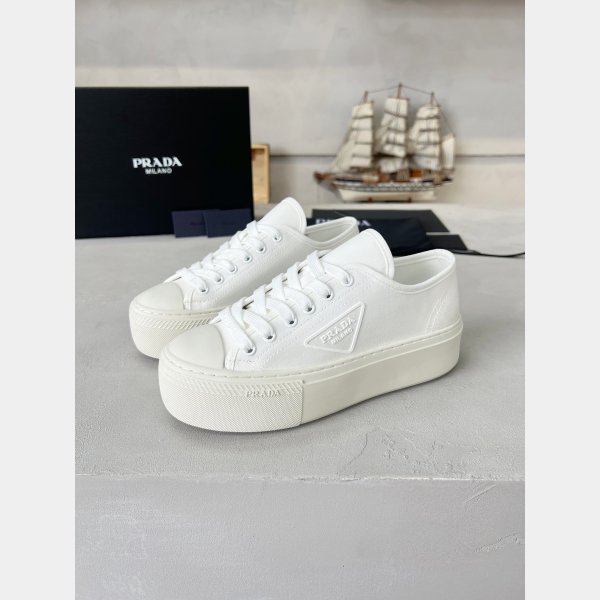 Prada Lace-up Fabric Sneakers