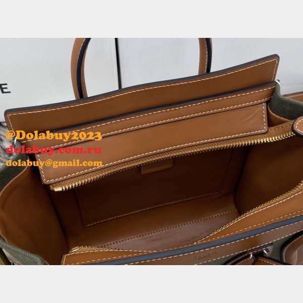 Designer Replica Celine Brown/Green Luggage Bags For Sale