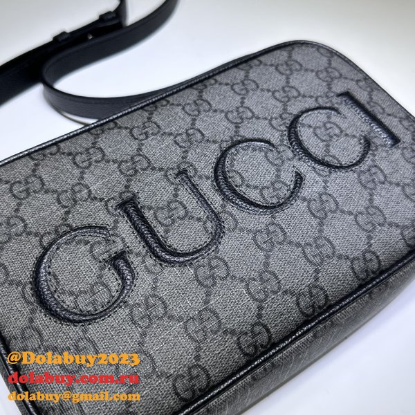 High Fashion Gucci 768391 Shoulder Grey and Black Replica Bag