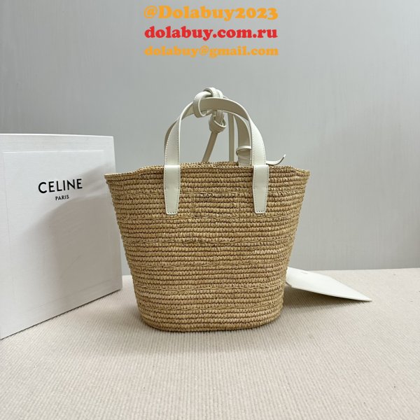 Top Celine TEEN 115802 Hand-woven Raffia Bag
