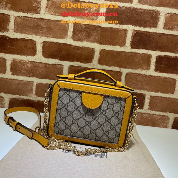 Replica Gucci 7 Star Ophidia GG mini shoulder 602576 yellow bag