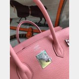 Hermes Birkin Epsom leather Handbags Pink Silver