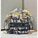 Blue/Pink Christian Dior Fake 9027 Five Grid Embroidery Lady Bag