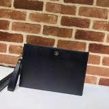 Best Gucci GG Marmont leather pouch 475317 Black Clutches