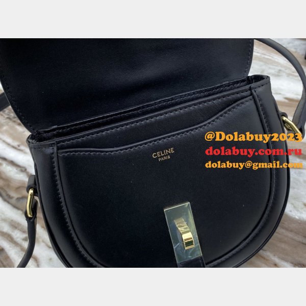 Celine Replica Small Besace 16 Bag Black satinated calfskin