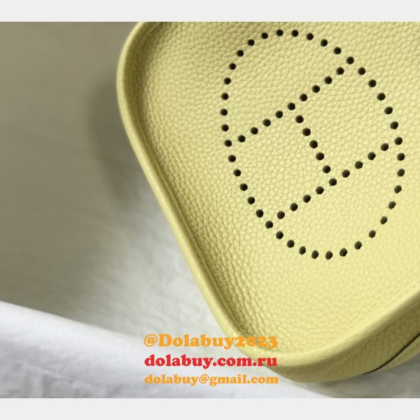 Hermes Mini Evelyne Bag Togo Leather Light yellow