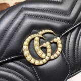 Gucci High Quality Pearly GG Marmont Flap Belt 476809 Bag Matelasse Leather