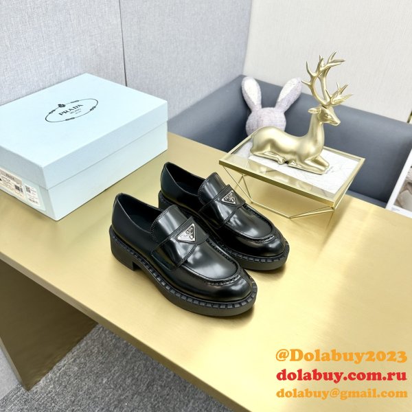 Black Brushed Leather Loafers