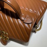 Fake Gucci Handbags 498110 Leather GG Marmont Small Top Handle