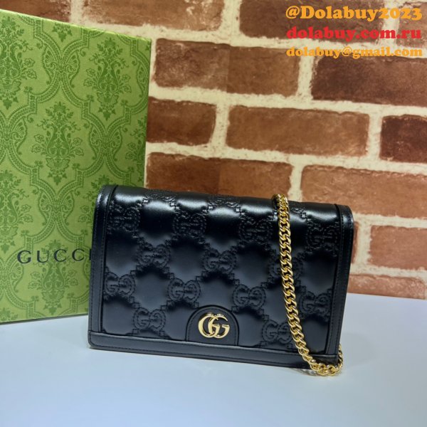 Gucci Our Replica Designer 723787 GG Matelassé Chain Wallet