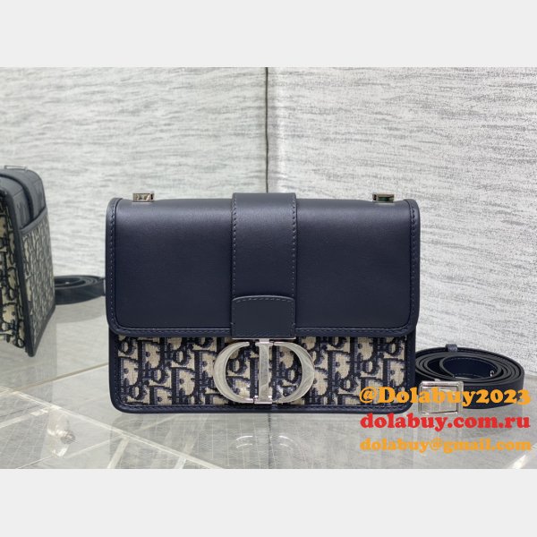 30 Montaigne Bag Blue Dior Oblique Jacquard and Smooth Calfskin