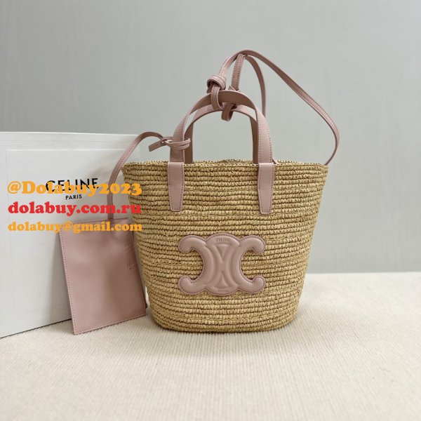 Top Celine TEEN 115802 Hand-woven Raffia Bag